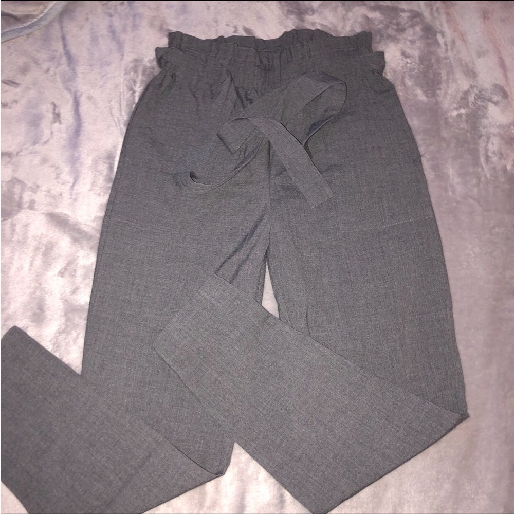 Streetwear Society Urban Planet Grey High-Waist Paperbag Tie-Waist Trousers